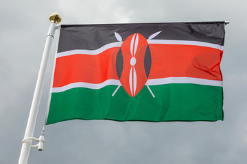 Naklejka na ściany i meble Flag of Kenya waving in the wind