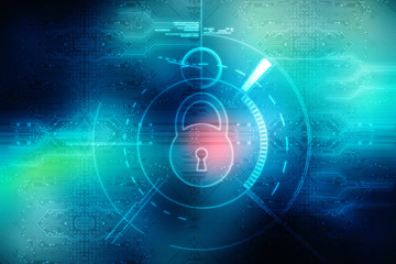 2d illustration Safety concept: Closed Padlock on digital background