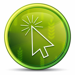 Cursor click icon spring bright natural green round button illustration