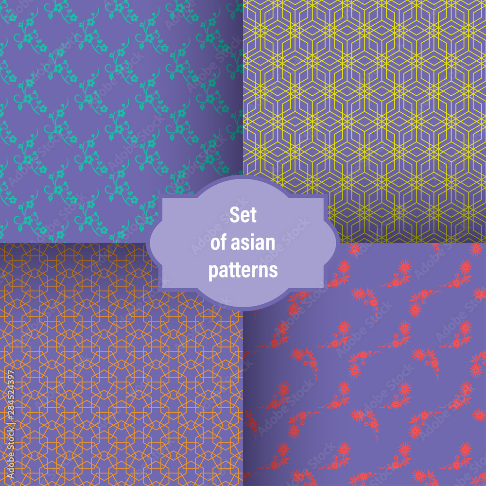 Poster Modern background for decorative design. Trendy art background. Tile seamless asian pattern. Japanese pattern. Seamless vector texture. Line template. Asian geometric. Simple graphic ornament.