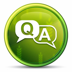 Faq icon spring bright natural green round button illustration