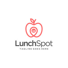 Illustration abstract Restaurant for Lunch apple diet lovers logo design