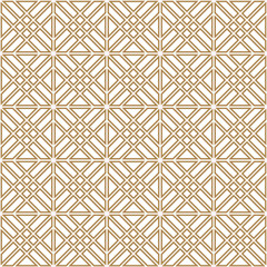 Seamless geometric pattern in golden and white.Japanese style Kumiko.Double lines.