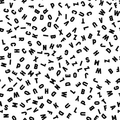 Seamless pattern of letters. Random order signs. Vector background