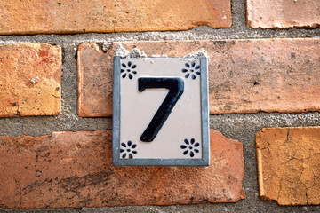 Sign with the number 7 house number
