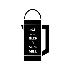 Soya milk maker illustration. Kitchen device for milk, fresh drinks, smoothies or yogurt preparing from soya dry and wet beans.