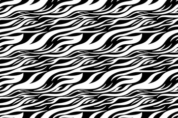 Zebra print. Stripes, animal skin, tiger stripes, abstract pattern, line background. Black and white vector monochrome seamles texture. eps 10 illustration