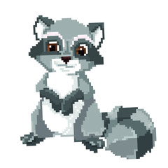 Fototapeta premium Vector Illustration of cartoon raccoon - Pixel design