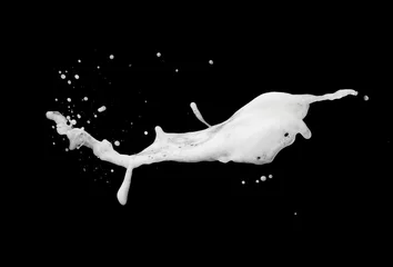 Foto op Plexiglas White foam bubble soap shampoo splash explosion in the air on black background,freeze stop motion photo object design © Love the wind
