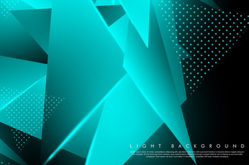 Triangular background. Abstract composition of 3D triangles. The geometric background of modern blue is insulated black