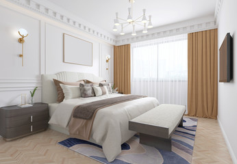 3d render of modern hotel room