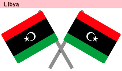 交差したリビアの国旗
