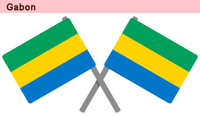 交差したガボンの国旗