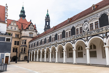 Fototapeta na wymiar Courtyard of the Procesion Del Principe building in Dresden, Germany