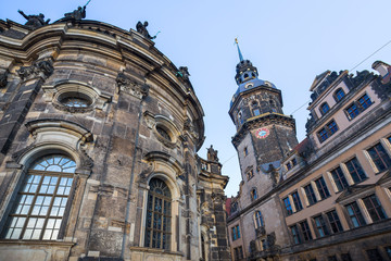 Fototapeta na wymiar Hausmannsturm (Hausmann tower) of Residenzschloss (Royal Palace), Dresden, Germany