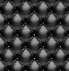 Seamless black buttoned leather upholstery background - eps10 vector