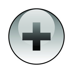 Plus icon. Cross glass icon vector design