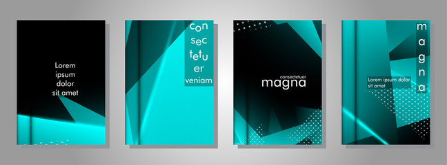 set the book cover the background of the light Triangle. Abstract composition of 3D triangles. Modern geometric blue backgrounds isolated black