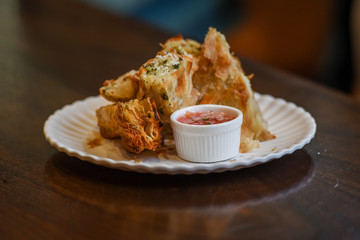 Pastry breakfast cake and dessert. Traditional meal. Burek