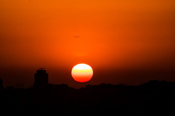 sunset and orange sky