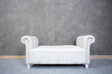 Sofa in the room , White leather sofa vintage style