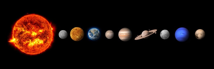 The solar system consists of the Sun, Mercury, Venus, Earth, Mars, Jupiter, Saturn, Uranut,...
