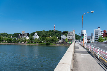 Fototapeta na wymiar 比治山を比治山橋から見る 被曝橋梁 広島県広島市