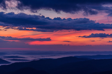 Wschód słońca Bieszczady