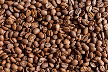 Roasted aromatic coffee beans texture for background