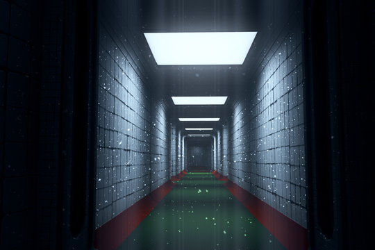 Mental Asylum Corridor 3D Illustration