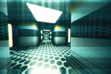 Space Station Corridor System 3D Illustration