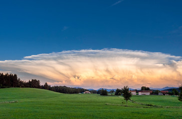 Fototapeta na wymiar Cumulonimbus clouds in Bavaria, Germany
