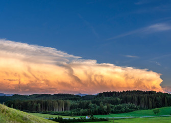 Naklejka na ściany i meble Cumulonimbus clouds in Bavaria, Germany