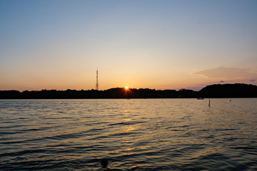 Naklejka premium lake and sunset - Shizuoka, Japan