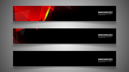 set the triangle background light header banner. Abstract composition of 3D triangles. Modern geometric red backgrounds isolated black