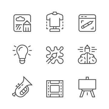 Set line icons of art and creativity