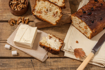 Barmbrack or bairin breac is a traditional Irish sweet yeast bread with grapes and raisins, often eaten with afternoon tea butter and traditionally served on Halloween.