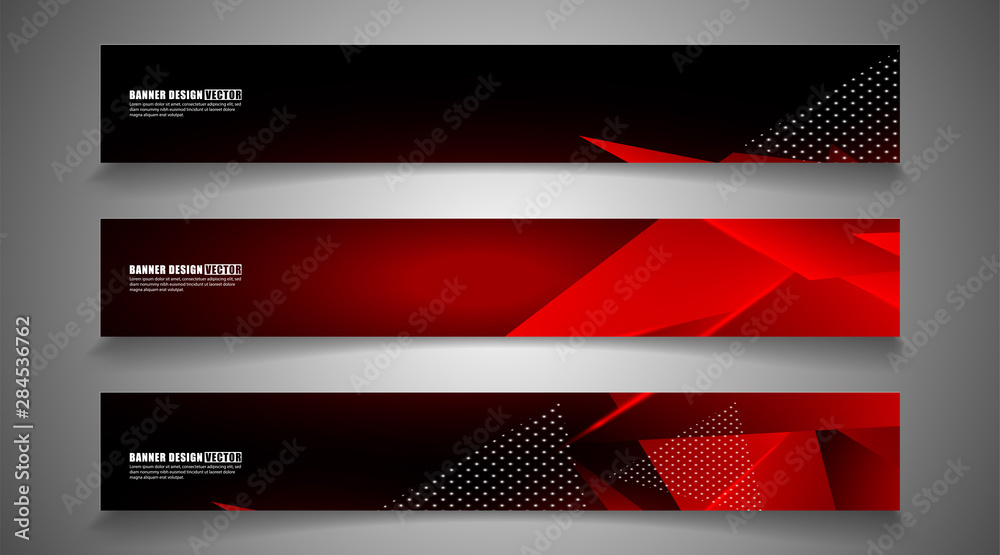 Poster set the triangle background light header banner. abstract composition of 3d triangles. modern geomet