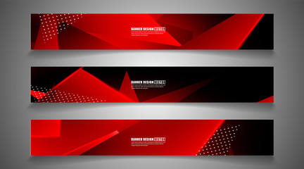 set the triangle background light header banner. Abstract composition of 3D triangles. Modern geometric red backgrounds isolated black