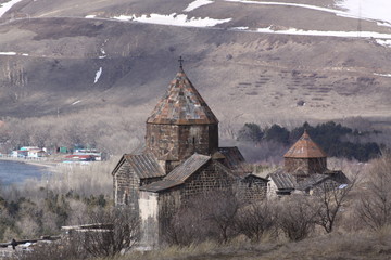Fototapeta premium Armenia. Sevanavank (Sevan Monastery), a monastic complex located on a island of Lake Sevan in the Gegharkunik Province