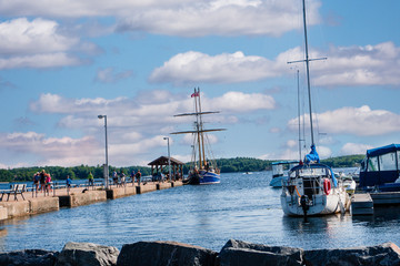 Evening on the pier in the bay