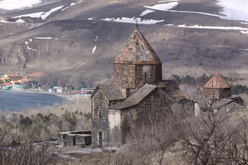 Fototapeta premium Armenia. Sevanavank (Sevan Monastery), a monastic complex located on a island of Lake Sevan in the Gegharkunik Province