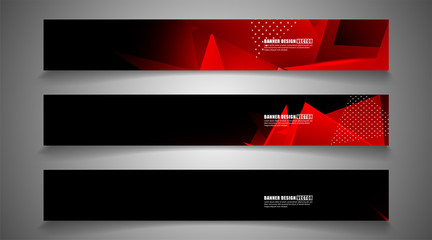 set the triangle background light header banner. Abstract composition of 3D triangles. Modern geometric red backgrounds isolated black