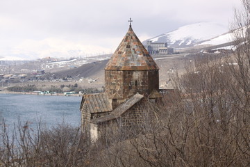 Fototapeta premium Armenia. Sevanavank (Sevan Monastery), a monastic complex located on a island of Lake Sevan in the Gegharkunik Province
