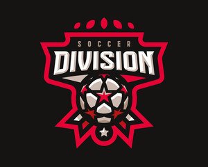 Soccer logo design. Football emblem tournament template editable for your design.