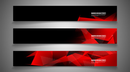 set the triangle background light header banner. Abstract composition of 3D triangles. Modern geometric red backgrounds isolated black