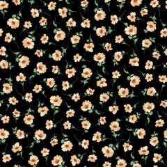 Seamless pattern of beautiful little flowers and plants,