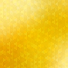 Yellow bright triangle crystals abstract background. Shiny mosaic texture.