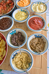 Sauce assortment on the table