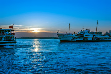 Istanbul, Turkey, 14 June 2007: City Lines and Sunset at Kadikoy